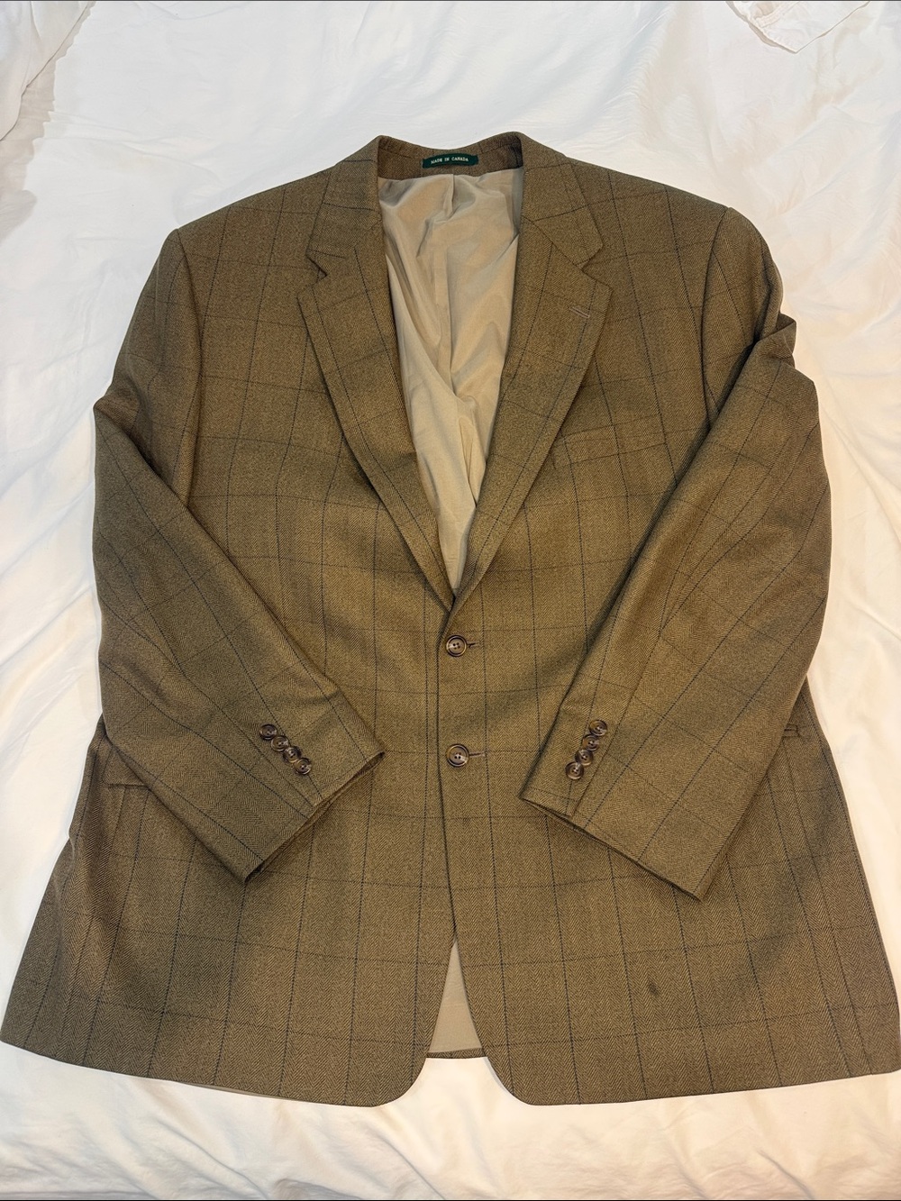 Lauren Ralph Lauren Olive-Brown Windowpane Sport Coat